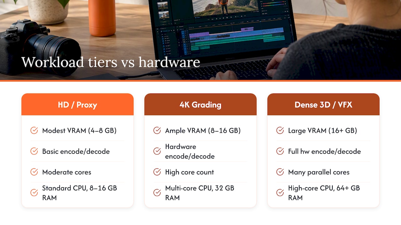 GPU resources matched to editing workloads